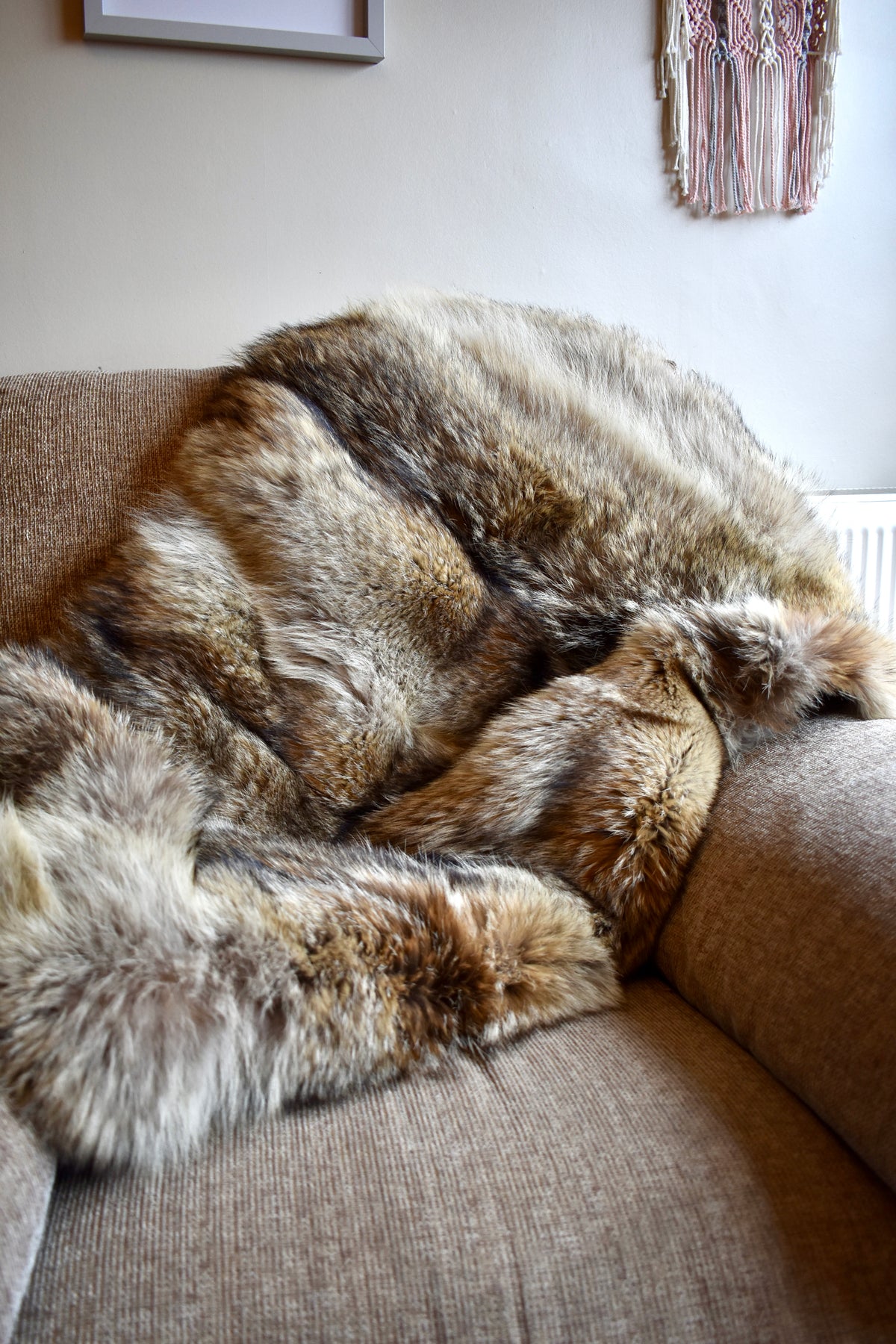 Recycled Vintage Coyote Fur Blanket