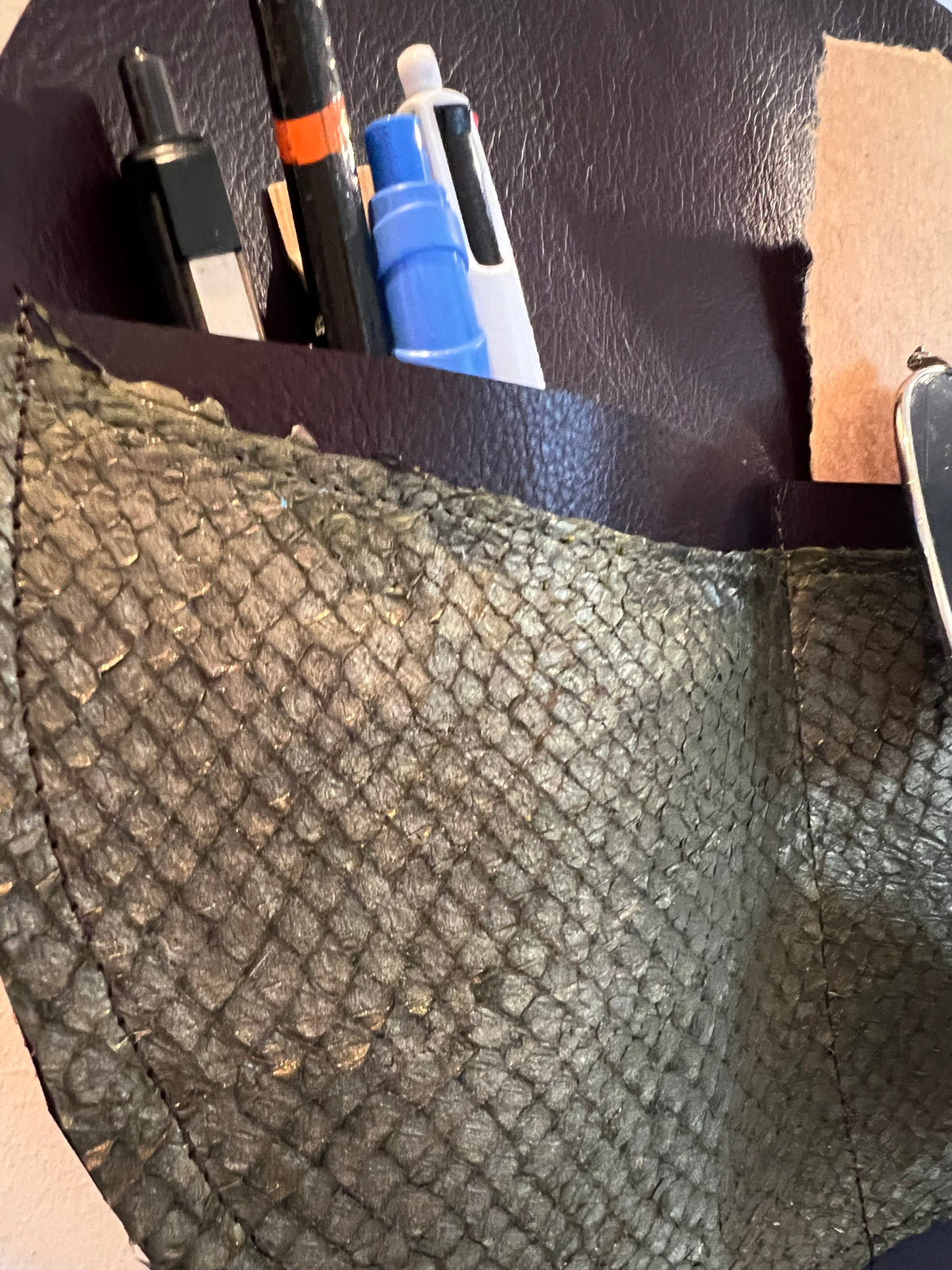 Cow and Fish leather wall pouch