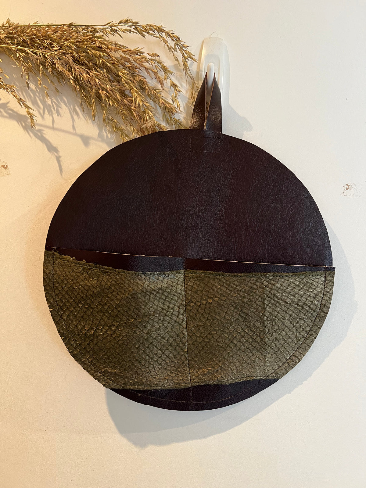 Cow and Fish leather wall pouch