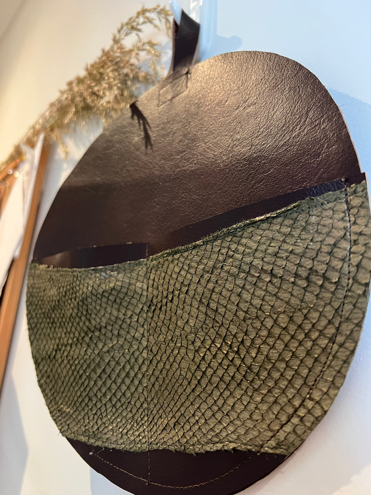Cow and Fish leather wall pouch