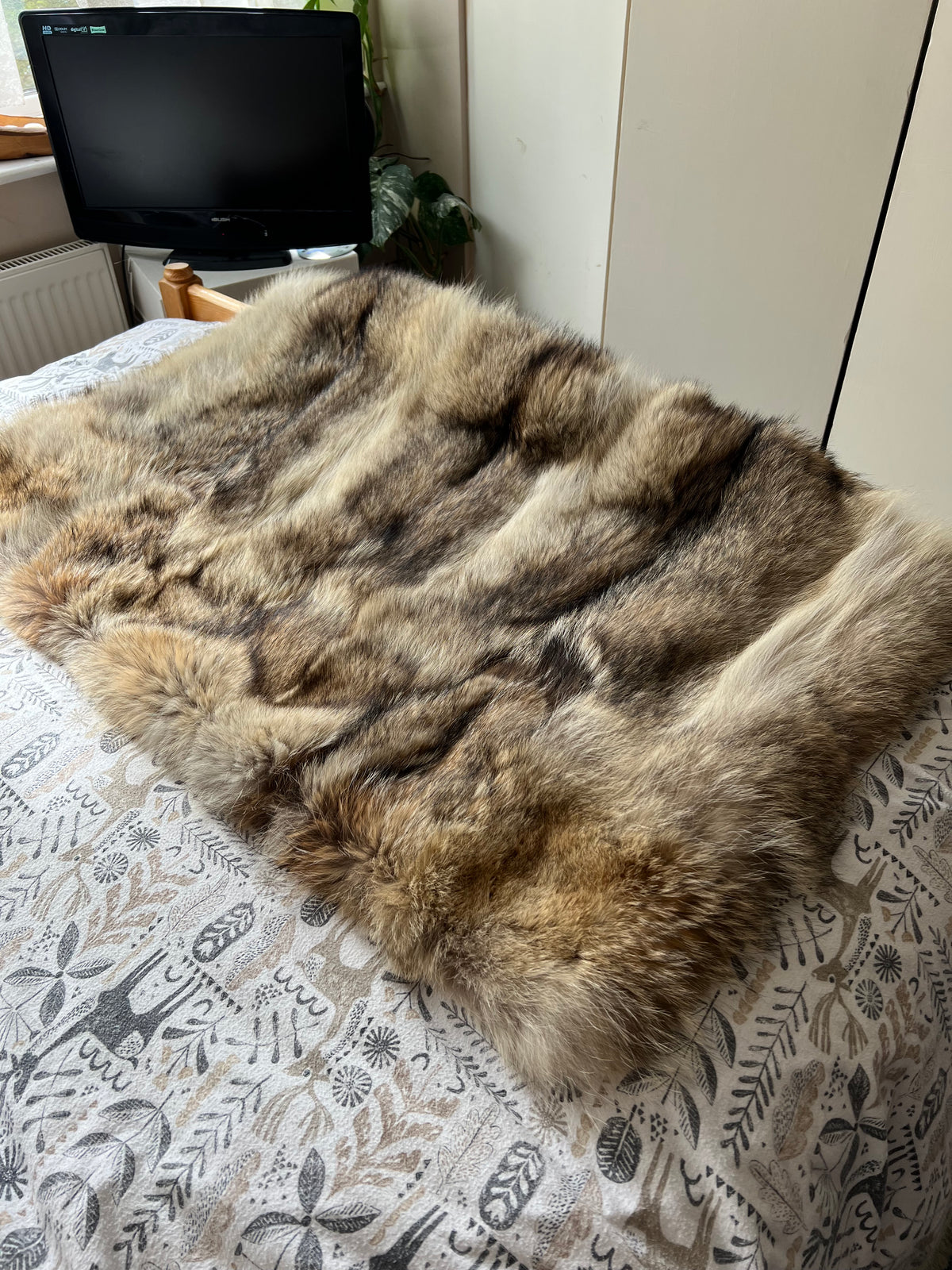 Recycled Vintage Coyote Fur Blanket